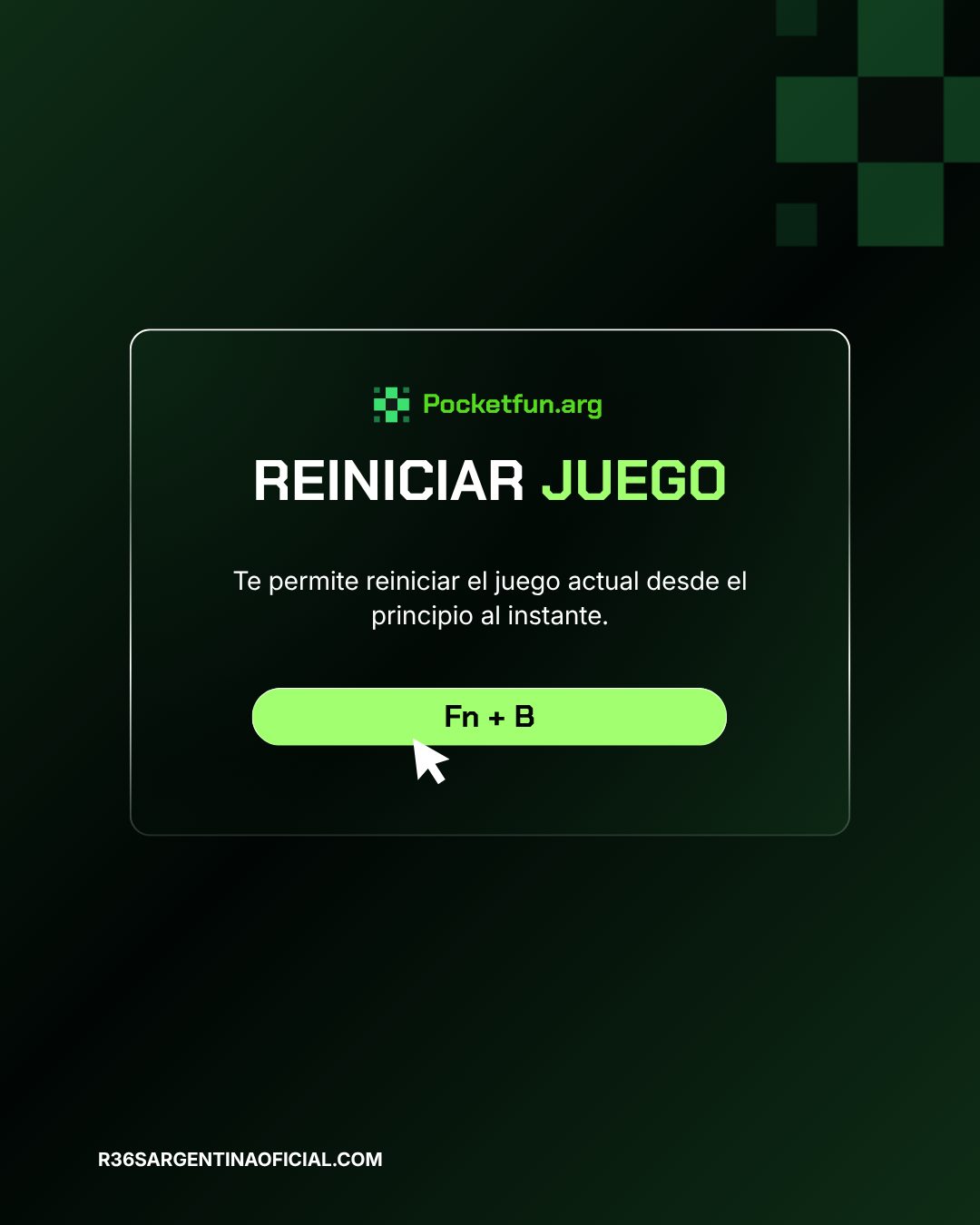 Pocketfun: reiniciar juego